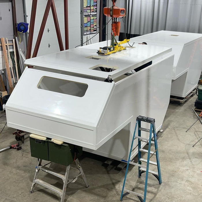 9600 flat bed camper with departure angle by Total Composites