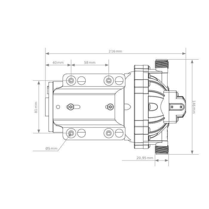 [Tigerexped] Pressurised water pump with bypass 18 l/min, 4 bar for 12V systems