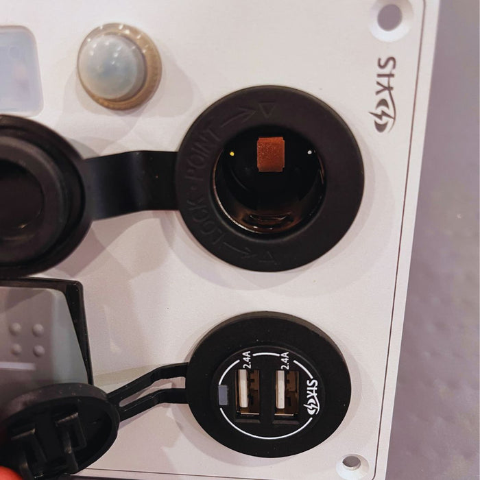 Aluminum Switch Control Panel With 12v & USB Charger Sockets