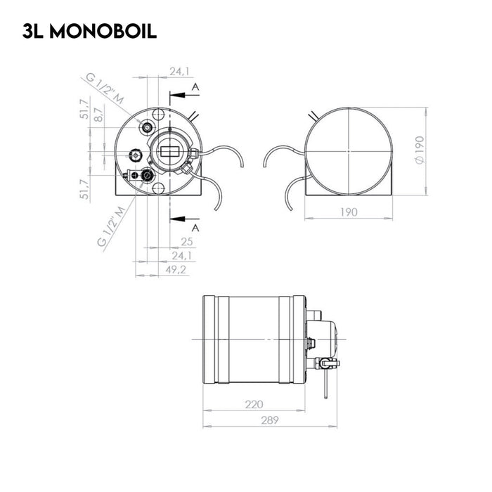 [Tigerexped & Autoterm] monoBOIL Hot Water Boiler – 12V, 300W – Stainless Steel Electric Heater