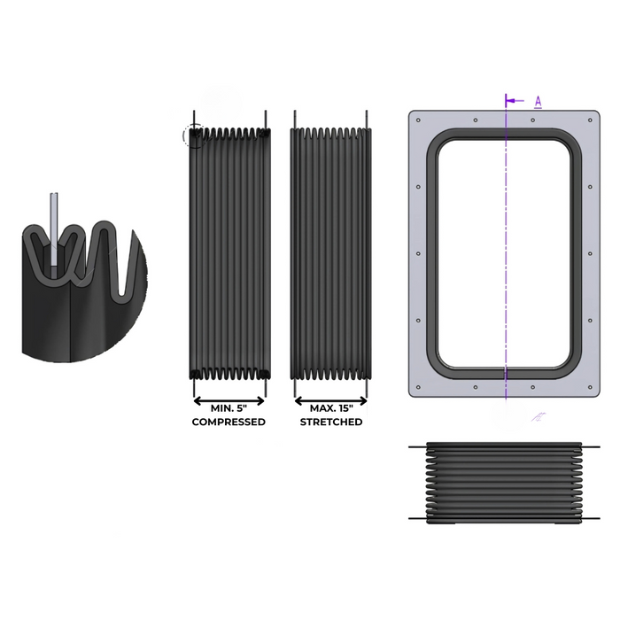 [EX-UP] Accordion-Style Truck Camper Pass Through Gasket – Large Stretch (5"–15")