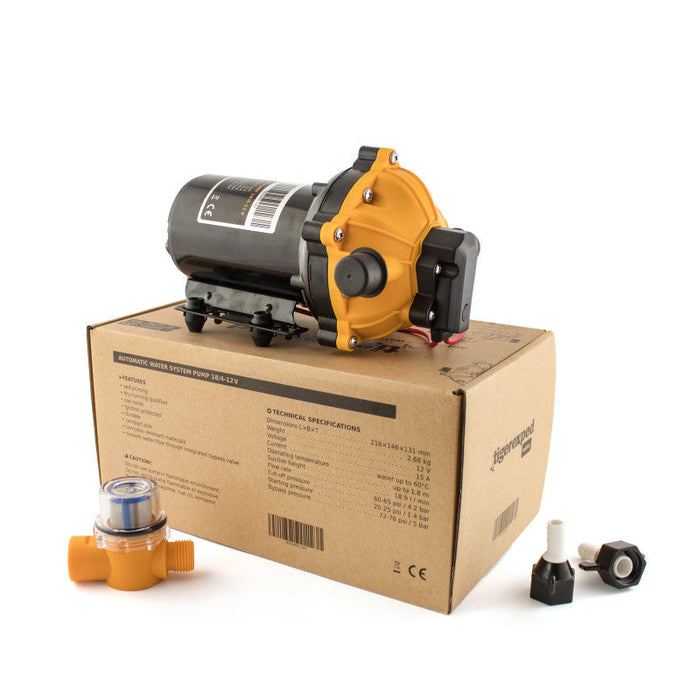 [Tigerexped] Pressurised water pump with bypass 18 l/min, 4 bar for 12V systems