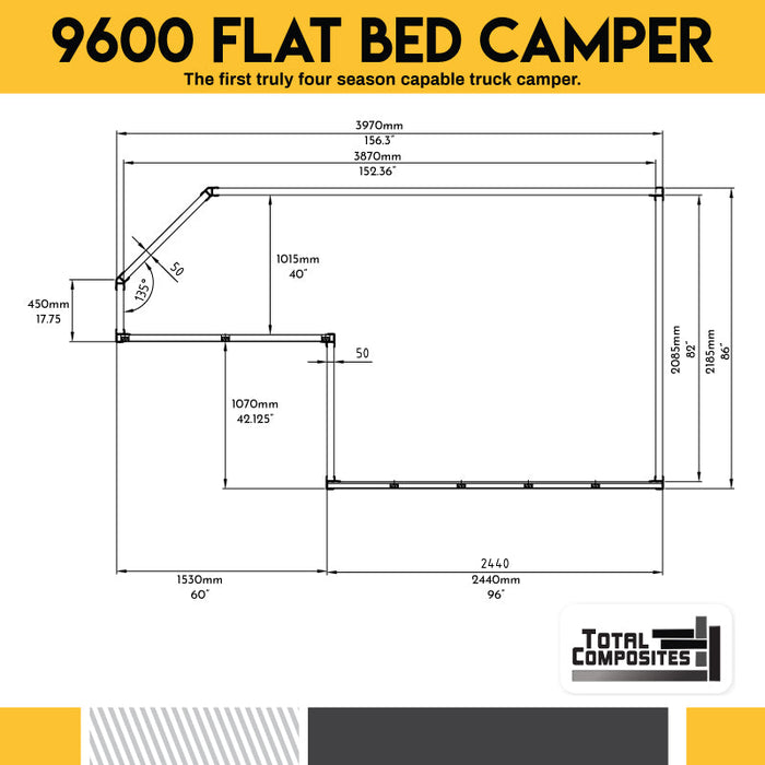 Total Composites - Bobcat 8' Flatbed Camper Shell